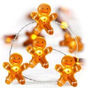 String of 10 gingerbread lights with battery switch